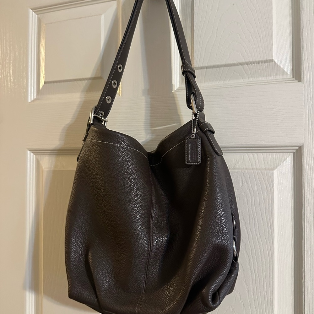 Coach Dark Brown Leather Hobo Bag